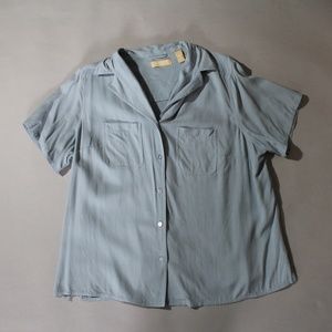 Vintage Kate Hill Silk Blue Button Down Blouse